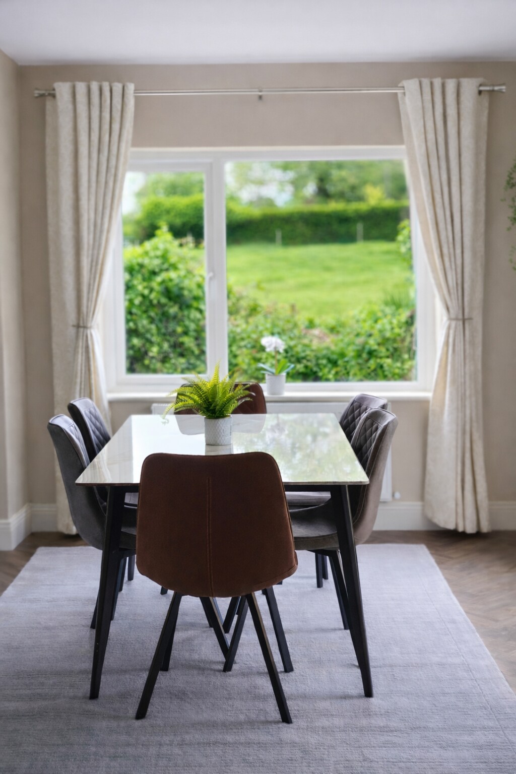 Dining table with garden view