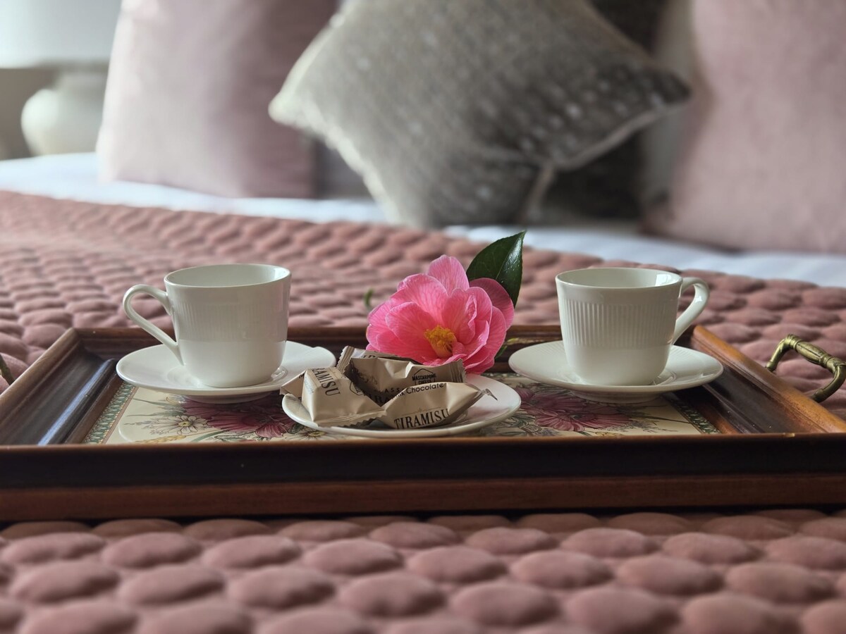 Tea tray on bed